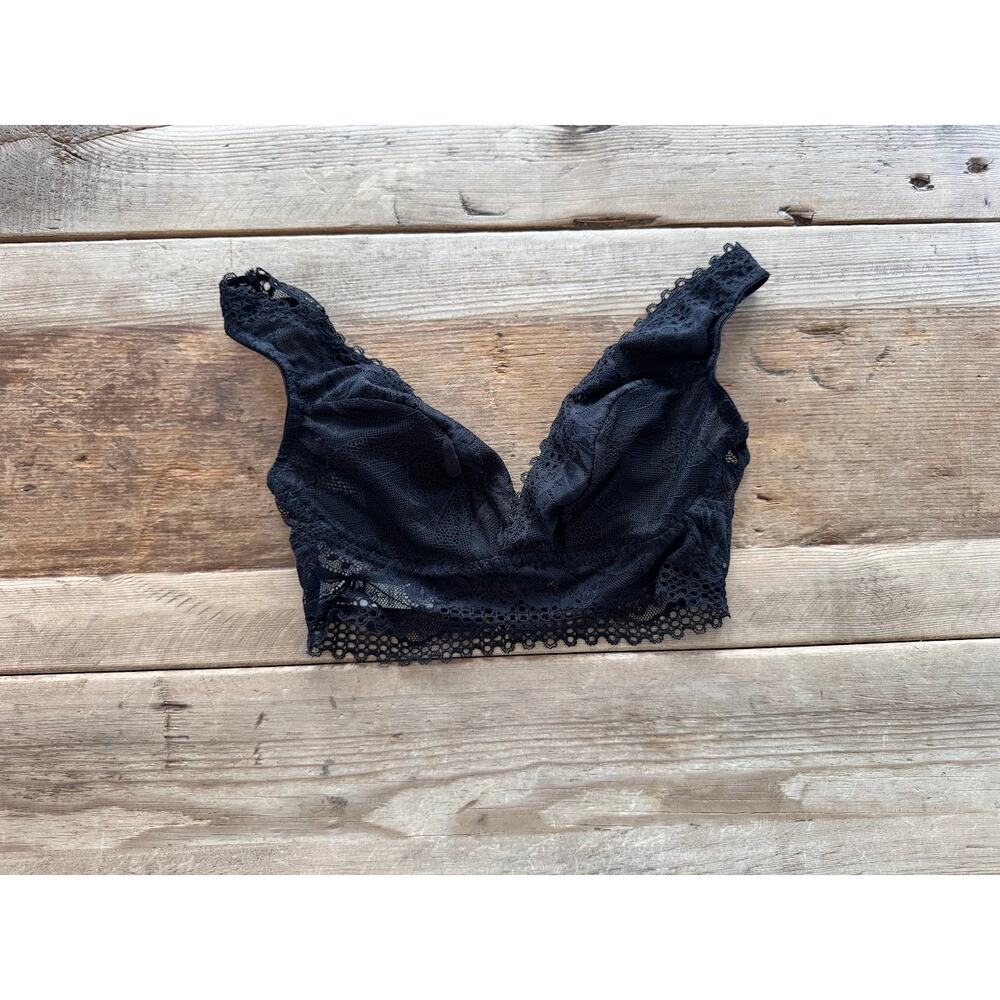 SOMA Black X-SMALL Embraceable‎ Wireless Lace Plunge Bralette Bra